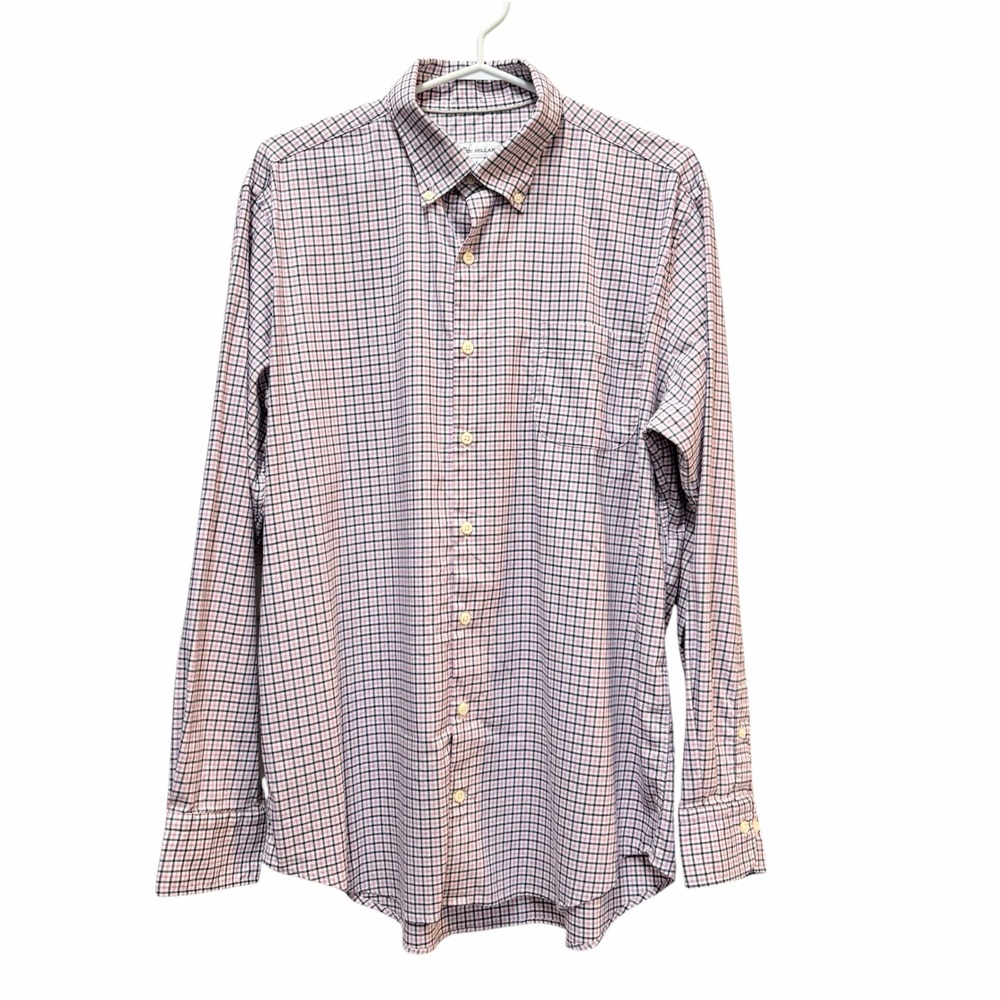 Peter Millar Button Down Shirt Plaid Check Stretch Long Sleeve Men's Size Large